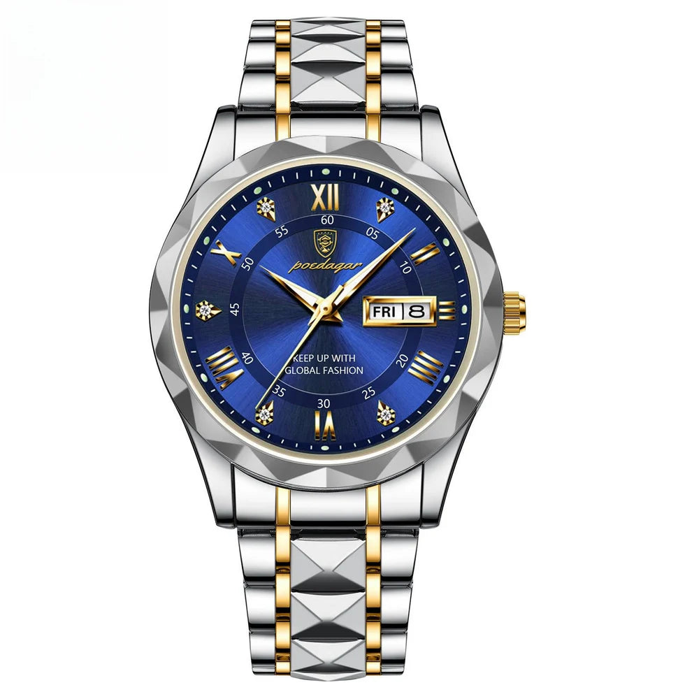 Stylish Men's Watch – Waterproof, Glow-in-the-Dark, Day & Date