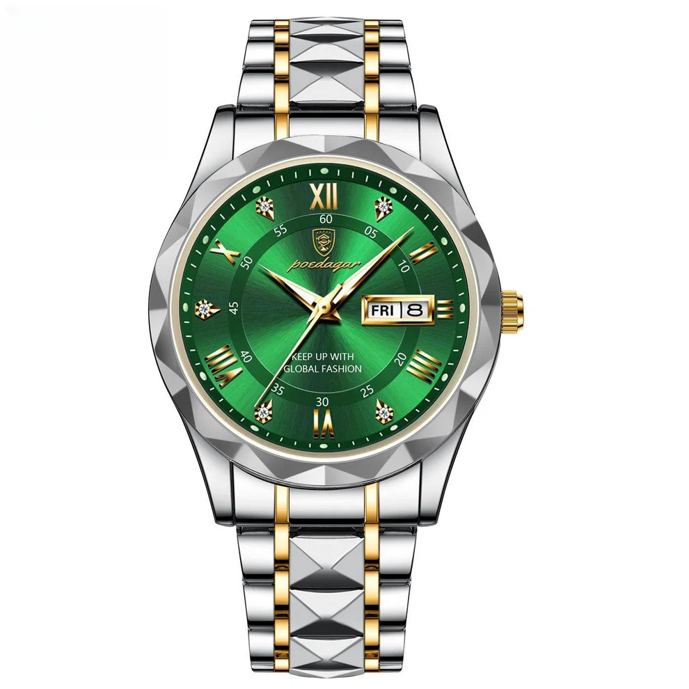 Stylish Men's Watch – Waterproof, Glow-in-the-Dark, Day & Date