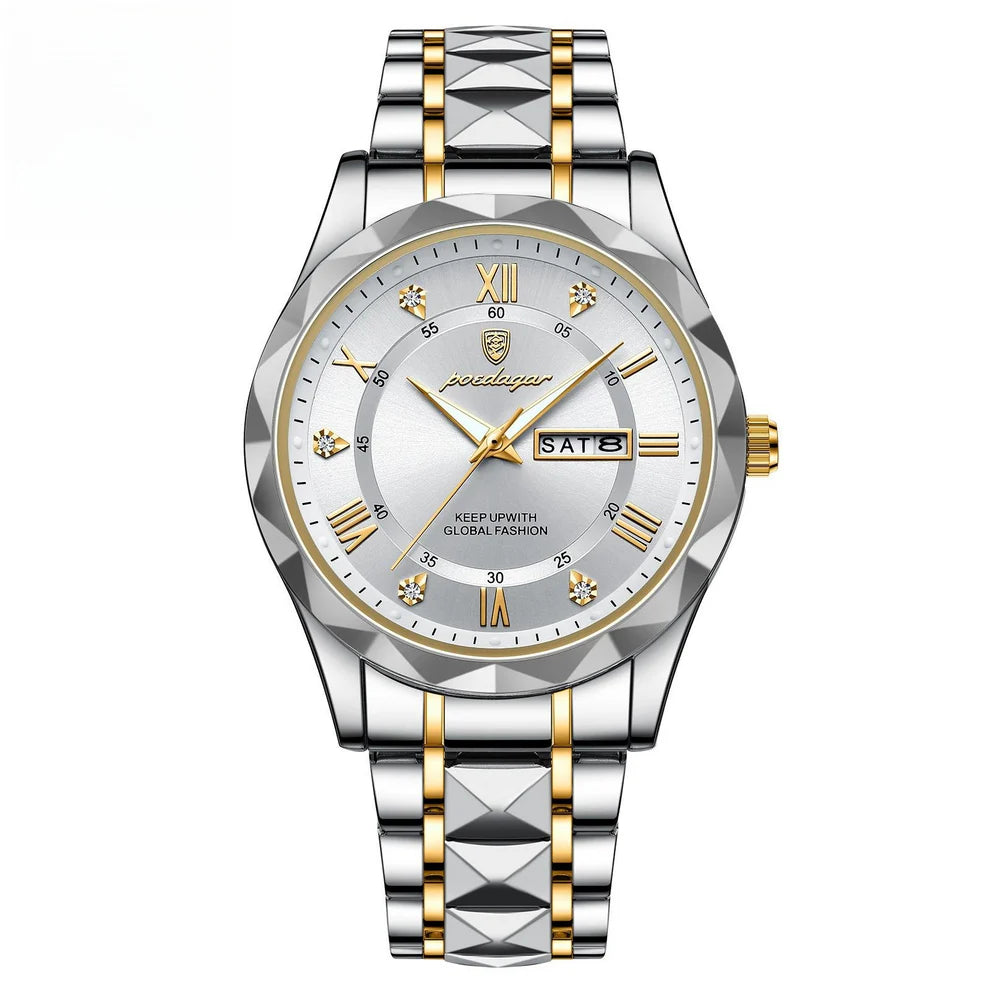 Stylish Men's Watch – Waterproof, Glow-in-the-Dark, Day & Date